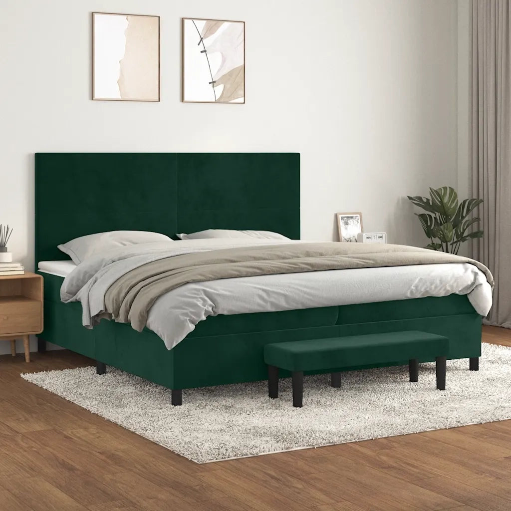 Giroletto a Molle con Materasso Verde Scuro 200x200 cm Velluto 3137746