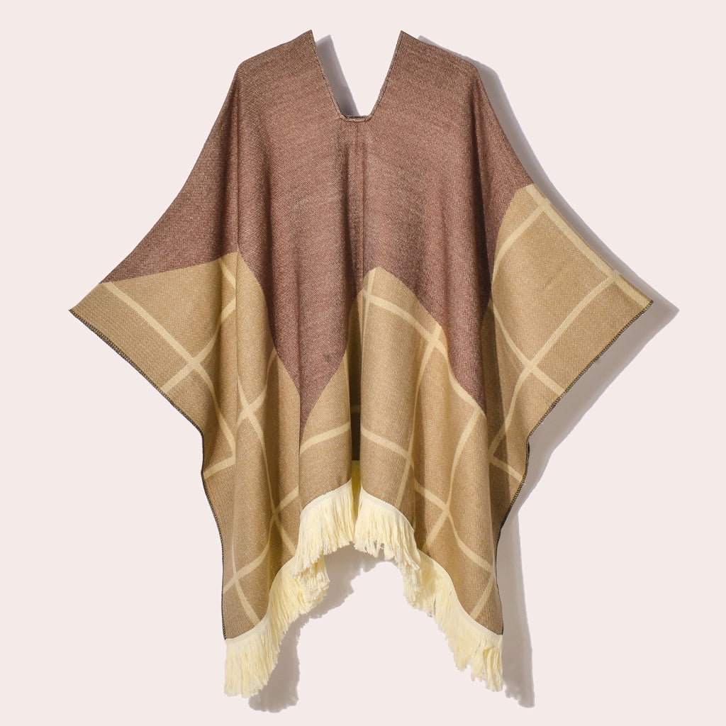 Sciarpa da viaggio da donna, stile etnico, con nappe, modello pullover, calda cappa decorativa da esterno in jacquard