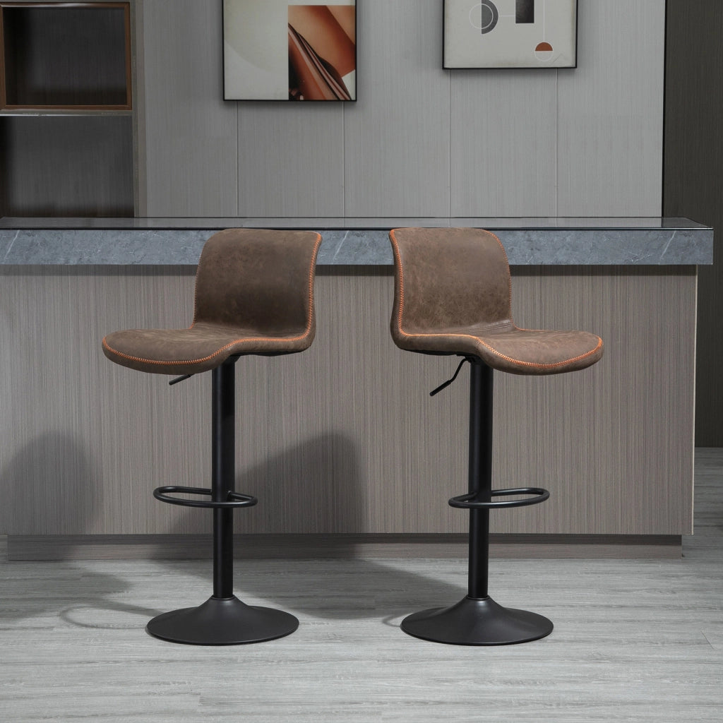 Sgabelli da Bar Vintage 2 Pezzi Regolabili Girevoli con Poggiapiedi ¨C zephmum ¨C Marrone Pelle Effetto Cuoio