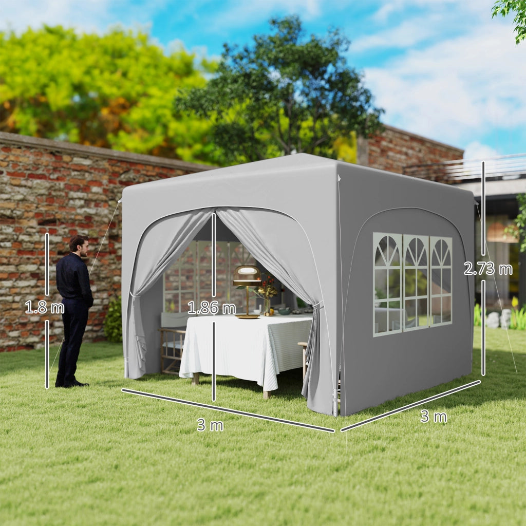 Gazebo da Giardino Pieghevole 3x3m con Borsa ¨C zephmum ¨C Grigio Chiaro