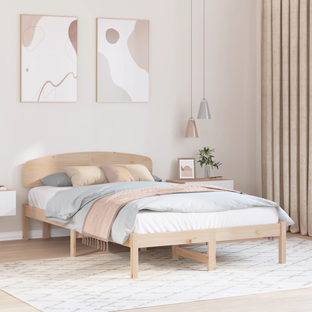Struttura Letto con Testiera 140x190 cm Legno Massello di Pino