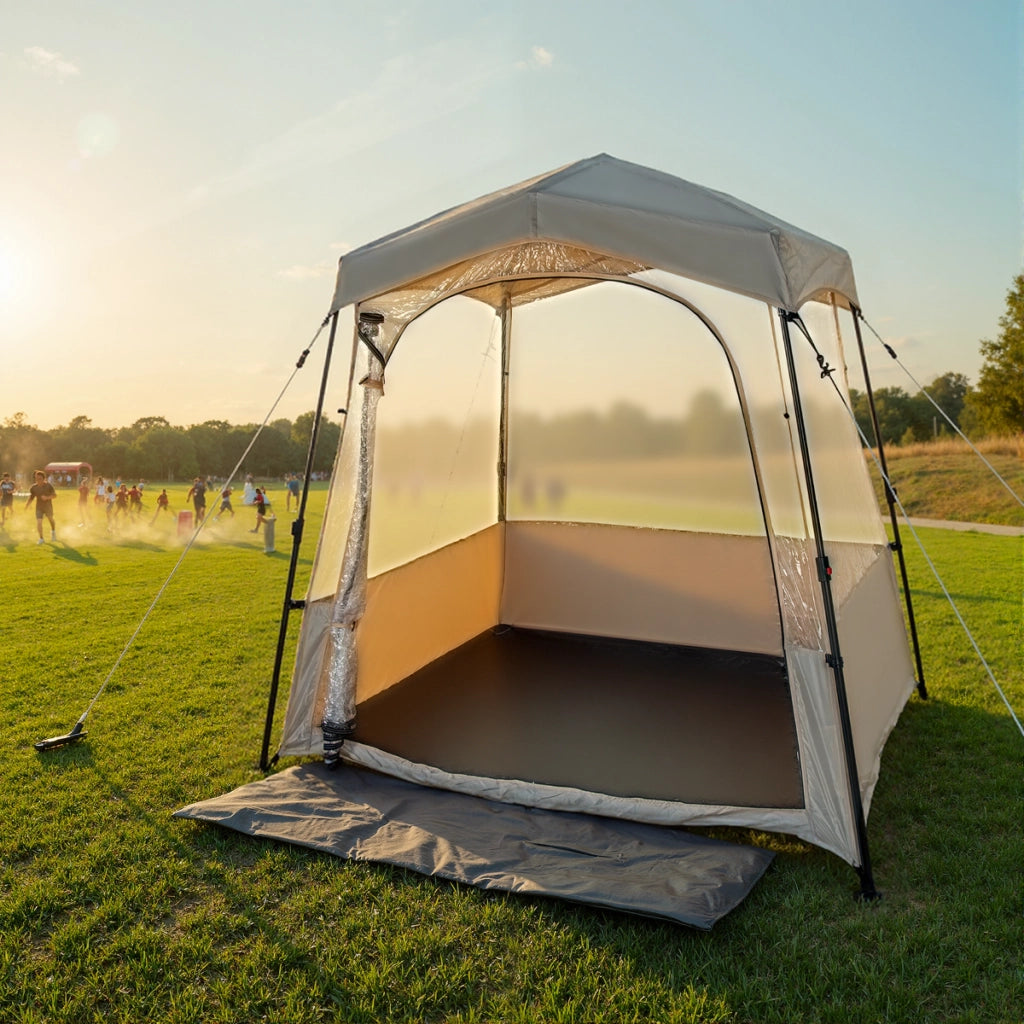 Tenda sportiva pop up con borsa da trasporto, Tenda a bolla portatile in PVC trasparente per pesca e campeggio 180 cm Marrone