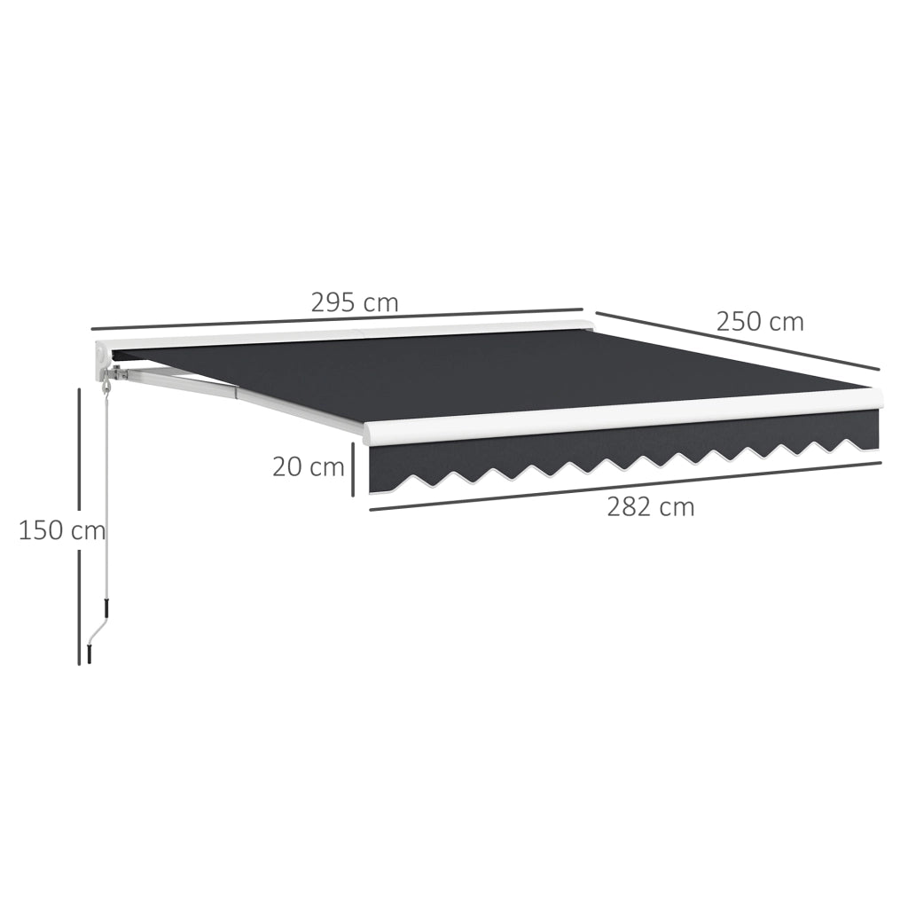 Tenda da giardino retrattile elettrica e manuale ¨C zephmum ¨C 295x250 cm grigio