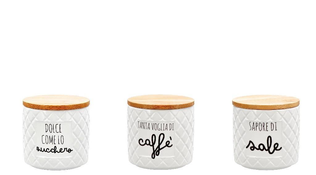 1 Pezzo Barattolo da Cucina in Ceramica Tappo in Legno 3 Decori