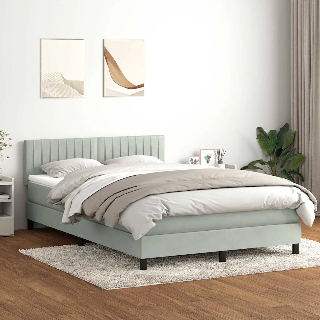 Giroletto a Molle con Materasso Grigio Chiaro 160x210cm Velluto 3316407
