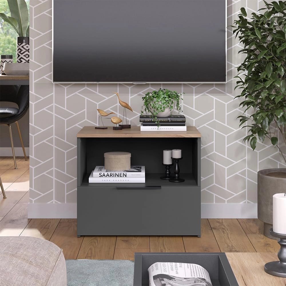 Credenza Wido, Antracite/Sonoma, 60 x 50 cm con patta, adatto per riporre le scarpe nell’ingresso
