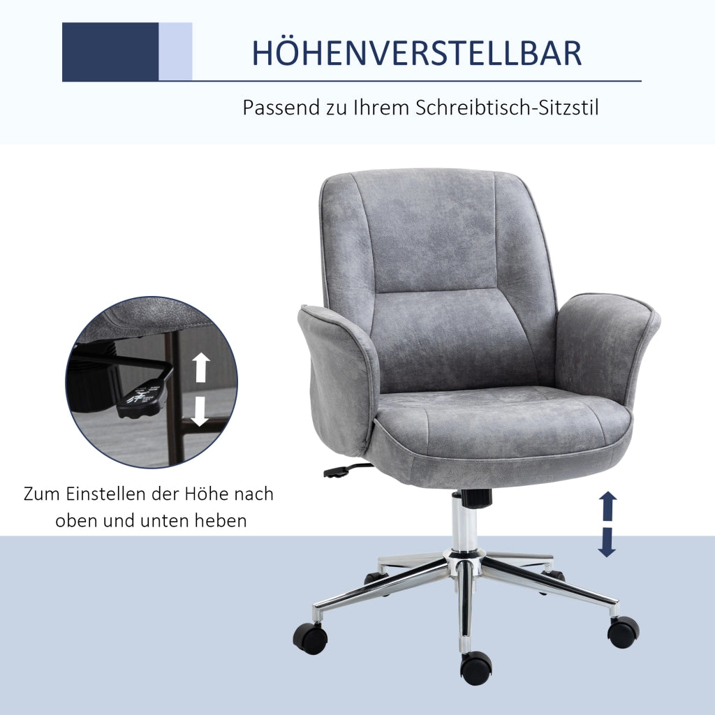 Sedia da ufficio ergonomica con altezza regolabile, funzione dondolo e base girevole, in poliestere grigio chiaro