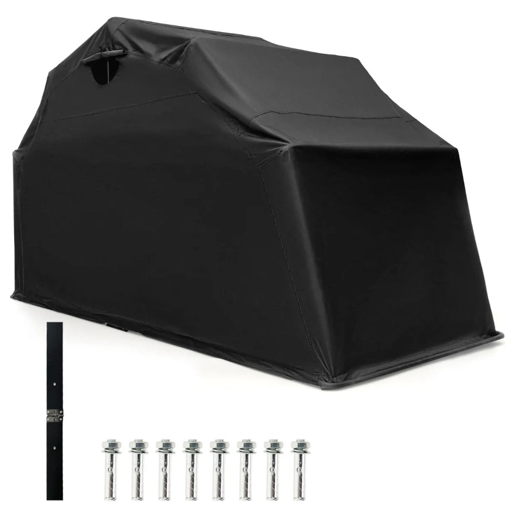 Riparo per moto da esterno 345 x 137 x 190 cm resistente alle intemperie e durevole in metallo e tessuto Oxford nero 20_0020505