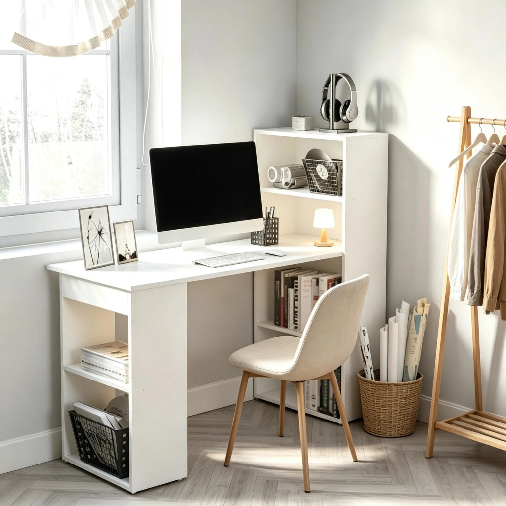 SCRIVANIA con libreria integrata 120x55x120 cm bianco
