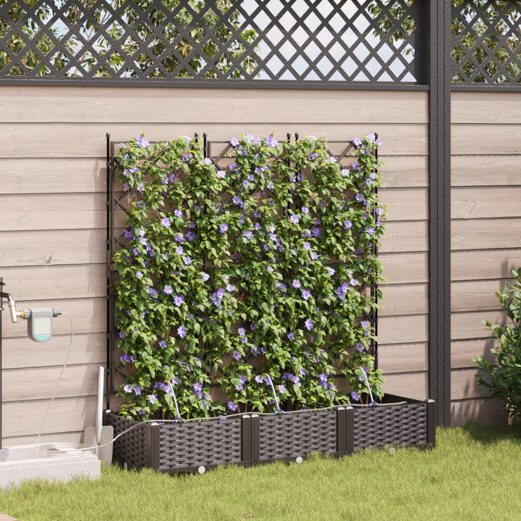 Fioriere da Giardino con Sistema di Irrigazione 3 pz Marrone