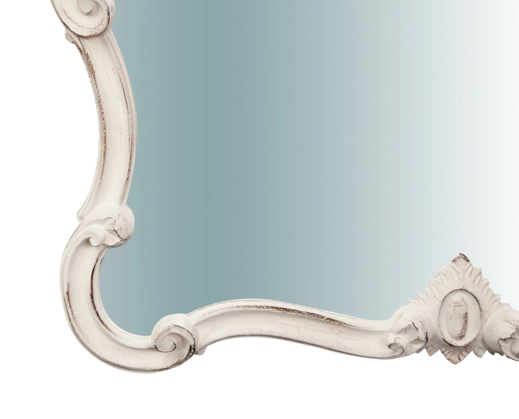 Biscottini Specchiera da parete in legno finitura bianco anticato L71XPR5XH82 cm Made in Italy