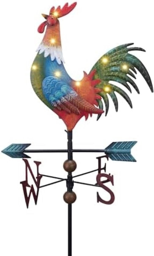 Ventilatore Metallico con Illuminazione Solare - 86 cm Decorazione Giardino