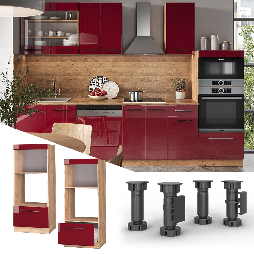 Vicco Set mobili bagno Rosso bordeaux lucido 60 cm aperto