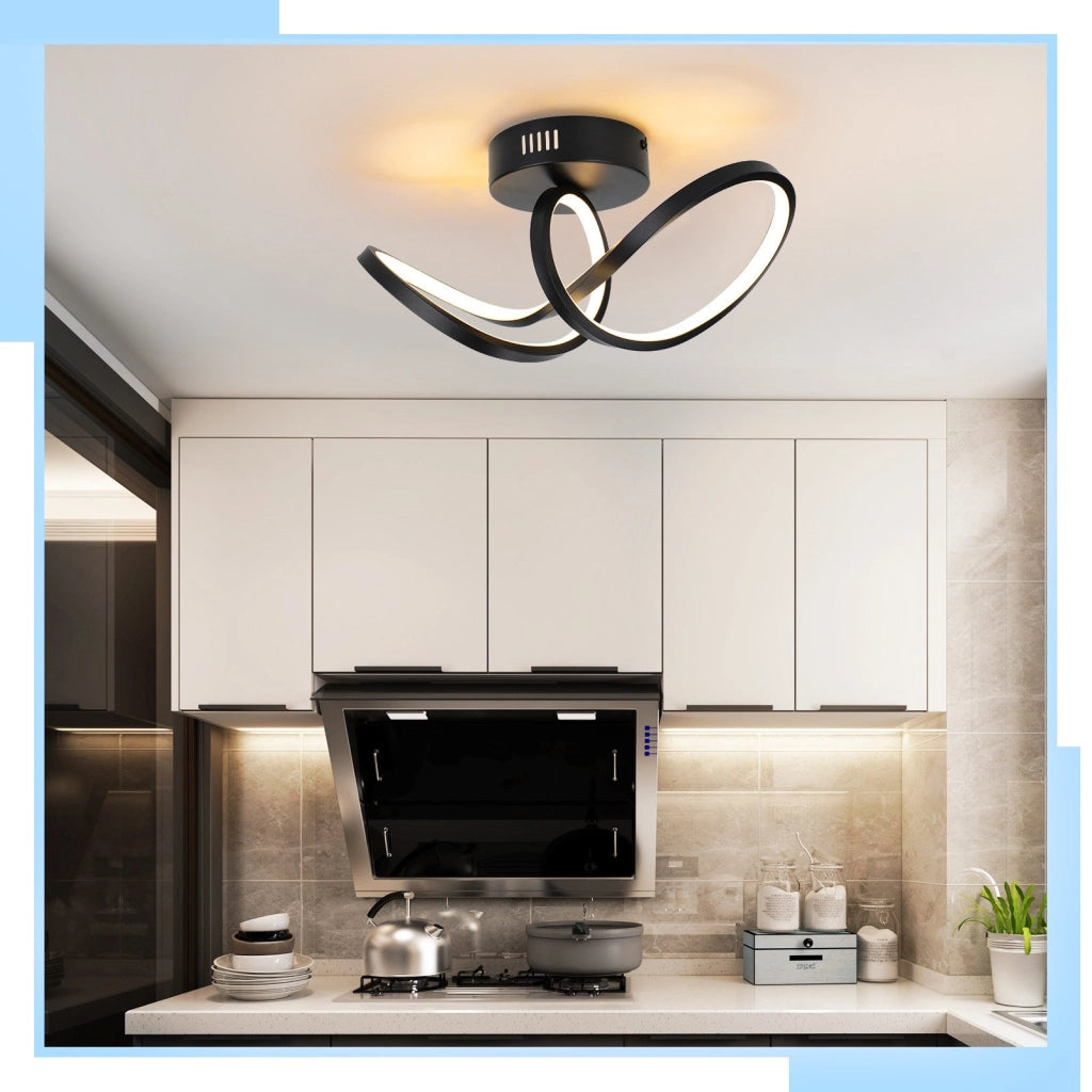 ZMH Lampada da soffitto plafoniera LED moderna nera 12W 3000K per soggiorno camera letto cucina