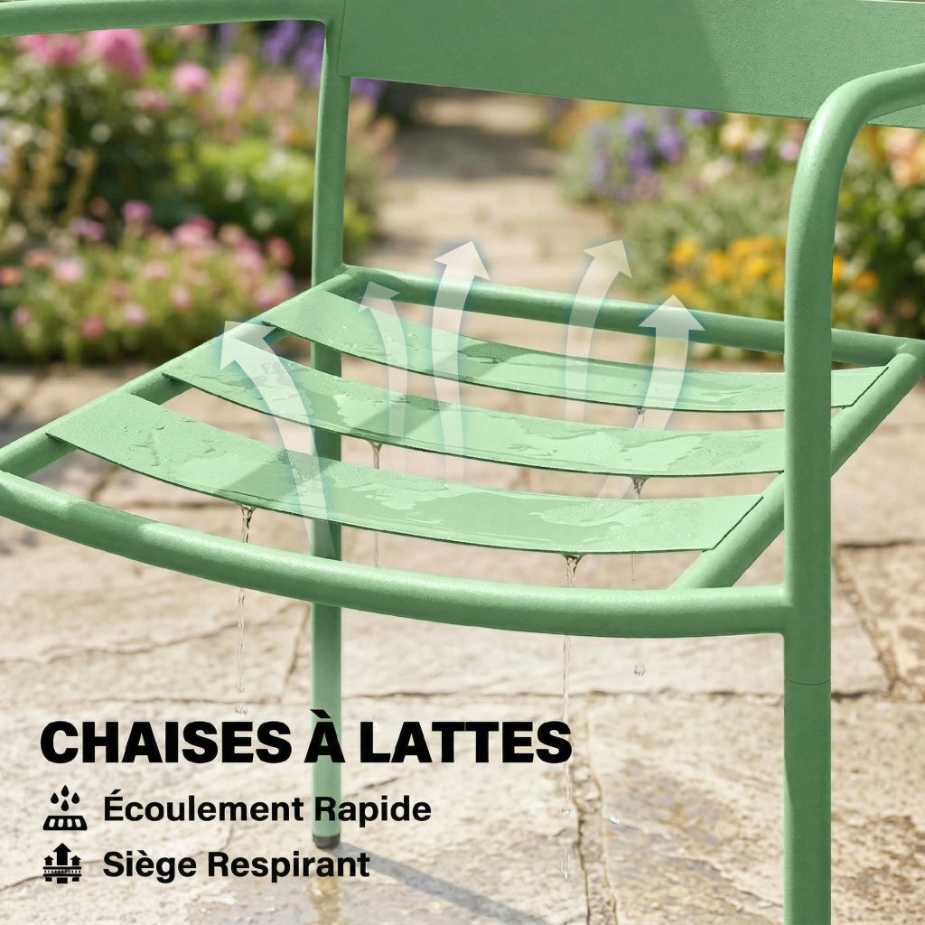 Set da giardino 3 pezzi ¨C zephmum ¨C tavolino in vetro e 2 sedie, verde