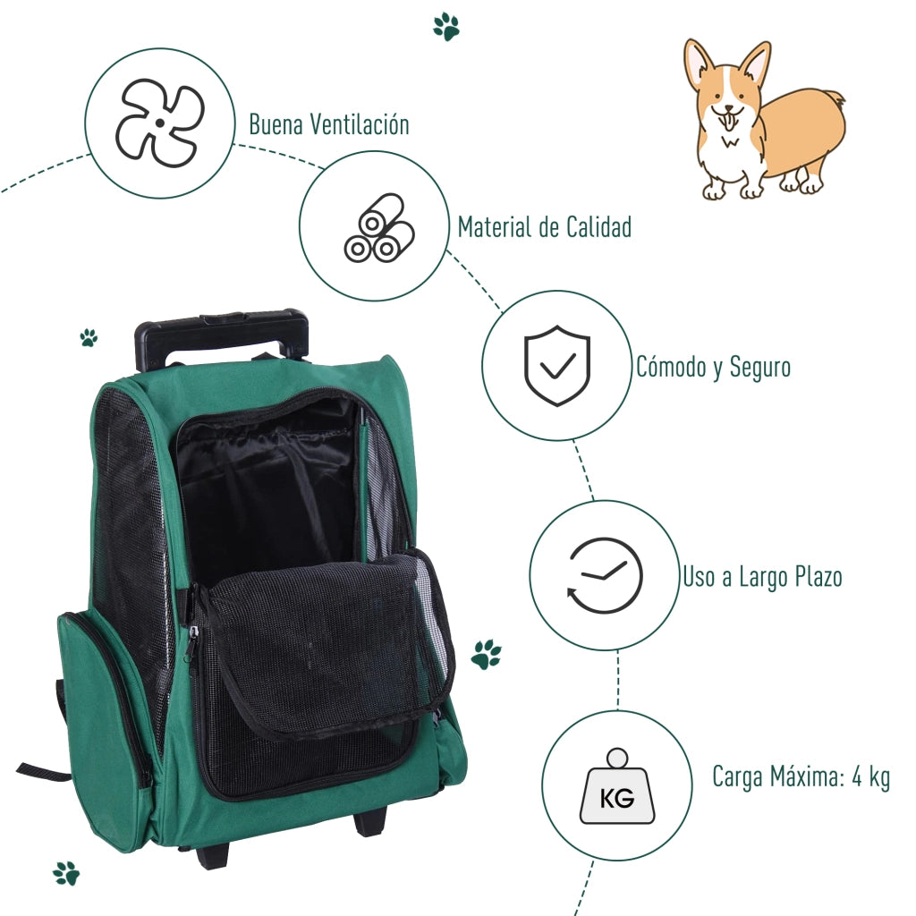 Trasportino 2 in 1 per Mascote ¨C Zephmum ¨C Verde 42x25x55 cm