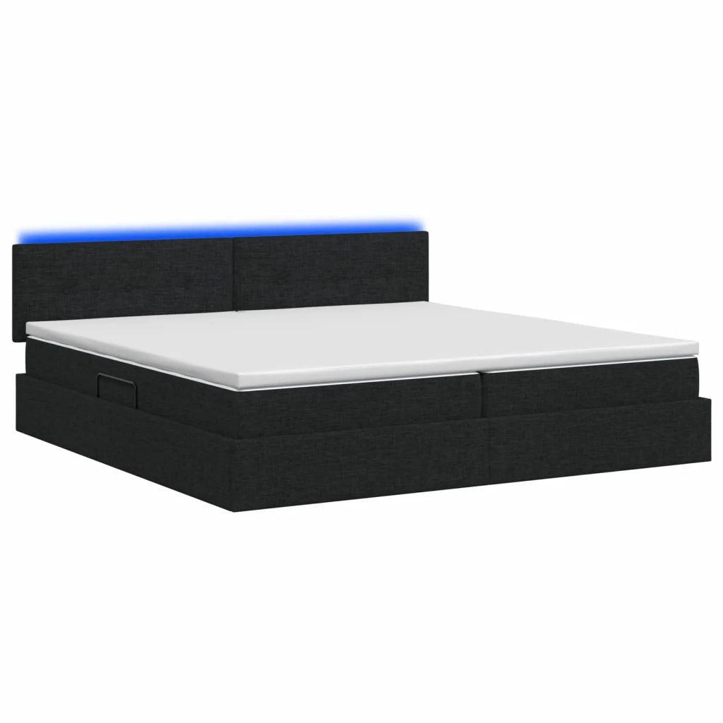 Letto con contenitore LED e materasso Nero 200 x 200 cm Tessuto 3459086