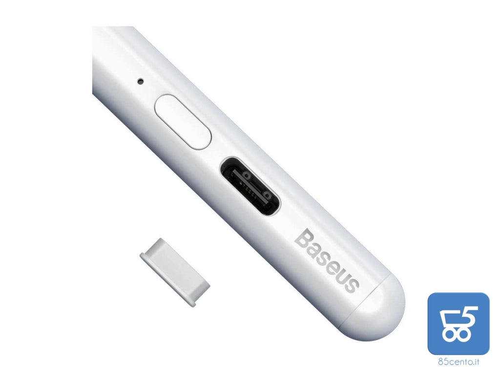 Baseus penna capacitiva Smooth Pencil con cavo Type-C 3A 0.5mt bianca punta fine ACSXB-B02 per Ipad