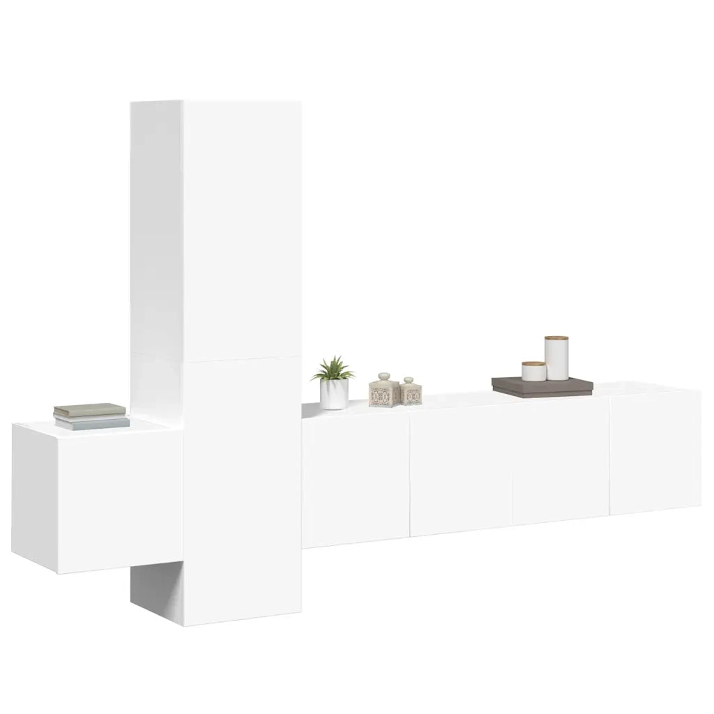 Set di Mobili Porta TV 5 pz Bianco in Legno Multistrato 3078653