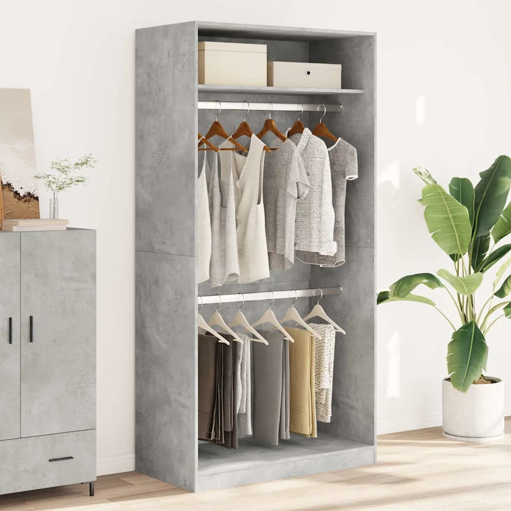 Armadio Grigio Cemento 100x50x200 cm in Legno Multistrato