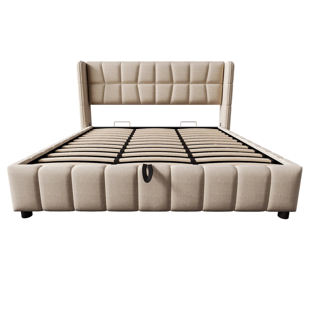 Letto imbottito matrimoniale 180x200 cm con contenitore, struttura in metallo e design moderno