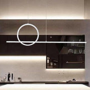 Trade Shop - Lampadario A Sospensione Led 48w Design Cerchio Linea Moderno Bianco Ip20 Lampada 01189 -