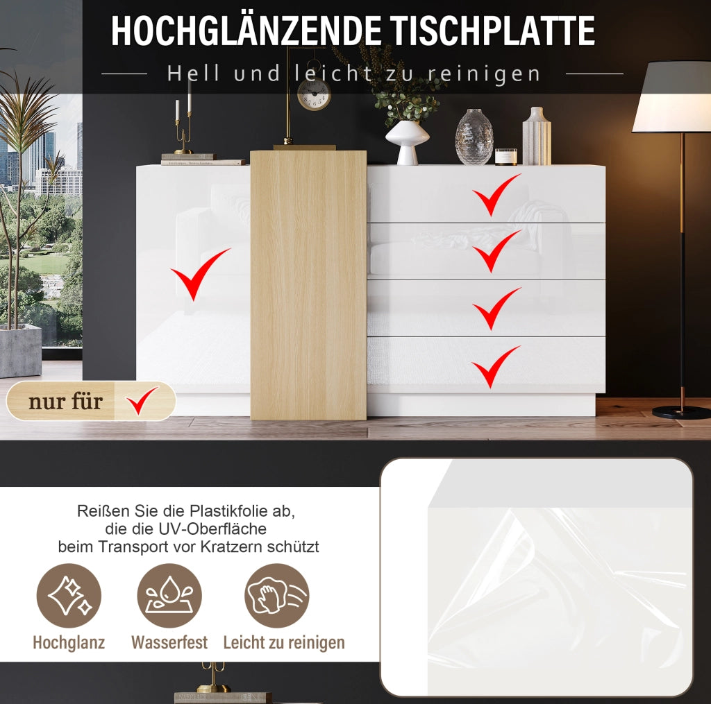 Credenza moderna bianca lucida con contenitore integrato