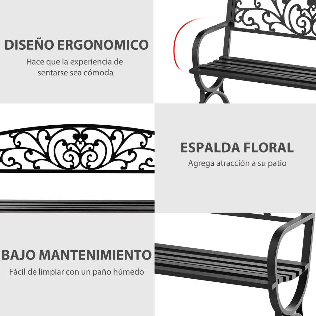 Panchina da Giardino 2 Posti ¨C ZephMum ¨C Ferro Nero 127x60x85cm
