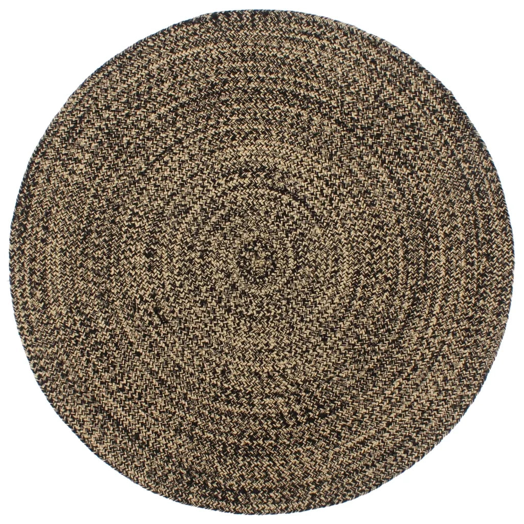 Tappeto Lavorato a Mano in Juta Nero e Marrone 180 cm cod mxl 63764
