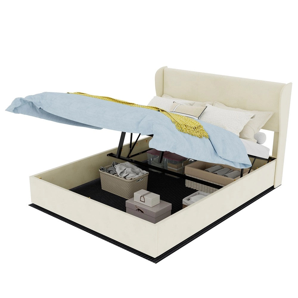 Letto Contenitore Imbottito con Testiera ¨C MINIMAL ¨C Beige 140x200 con Materasso