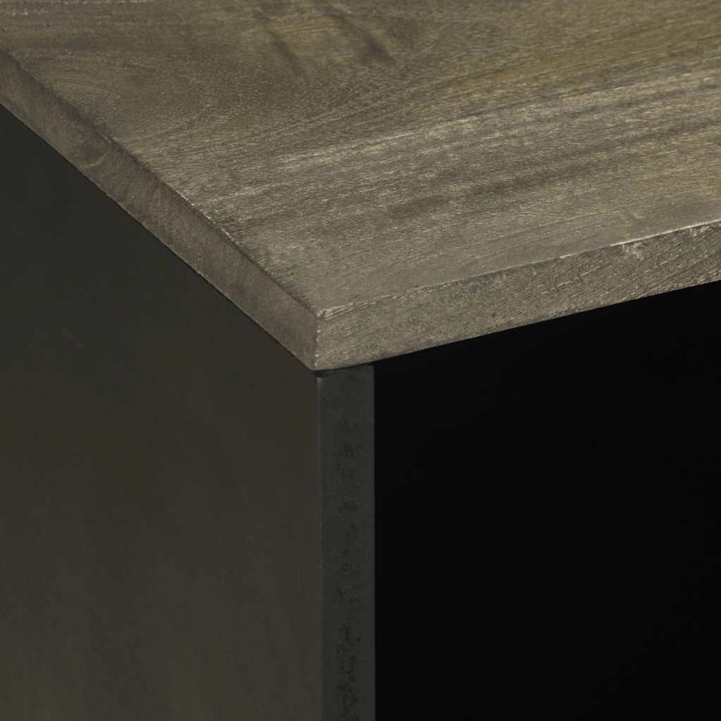 Mobile porta TV moderno nero con pratico contenitore per il soggiorno 80 x 33 x 46 cm in legno massello di mango 02_0057728
