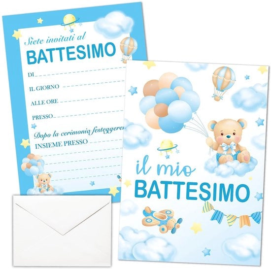 Carte di Invito per Bambini 20 Pezzi - Invito per Festa - Invito per Bambini - Blu - Alta Qualità