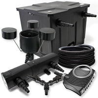 Set Filtro 12000l Chiarificatore laghetto 24W Pompa NEO8000 70W Tubo 25m Skimmer CSP250