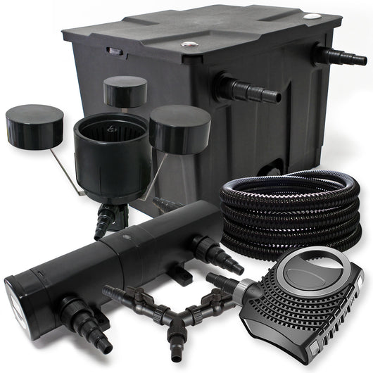 Set Filtro 12000l Chiarificatore laghetto 24W Pompa NEO8000 70W Tubo 25m Skimmer CSP250