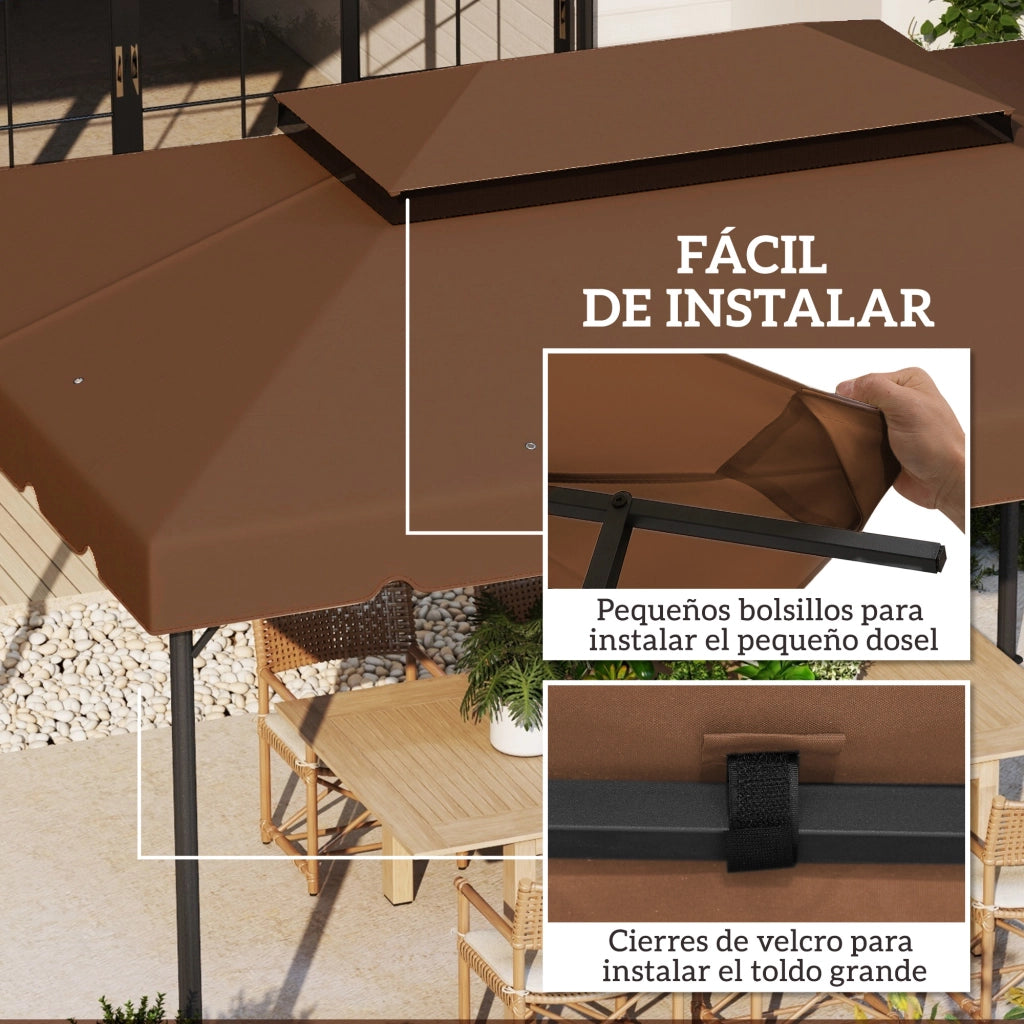 Toldo per Gazebo 4x3 m ¨C zephmum ¨C Marrone, Polipropilene, con Fori di Drenaggio