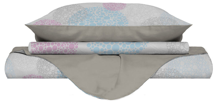 Copripiumino Singolo con Stampa sul Sacco e Federe Doubleface Molecole