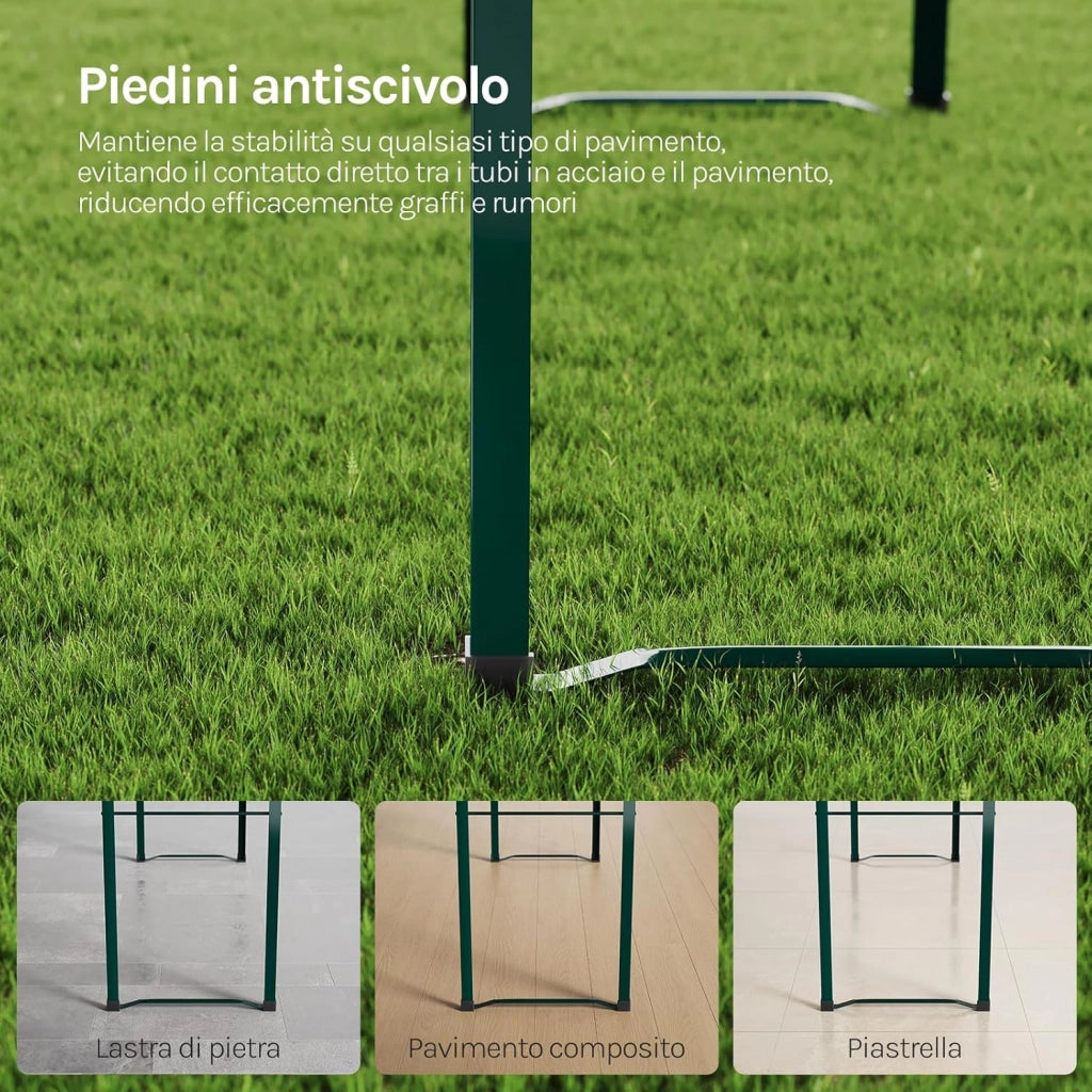 Set Birreria 3 Pezzi con Tavolo e 2 Panche Pieghevoli, Set Giardino Esterno con Anelli per Ombrellone, Resistente alle Intemperie e Facile da Pulire, per Campeggio, Terrazza, in Legno Naturale