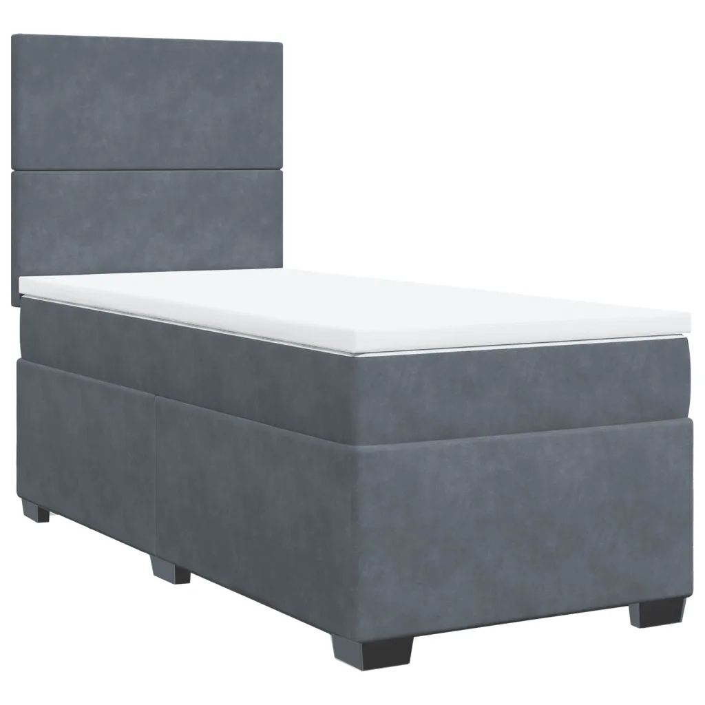 Giroletto a Molle con Materasso-Struttura Letto Grigio Scuro 80x200 cm Velluto 416734