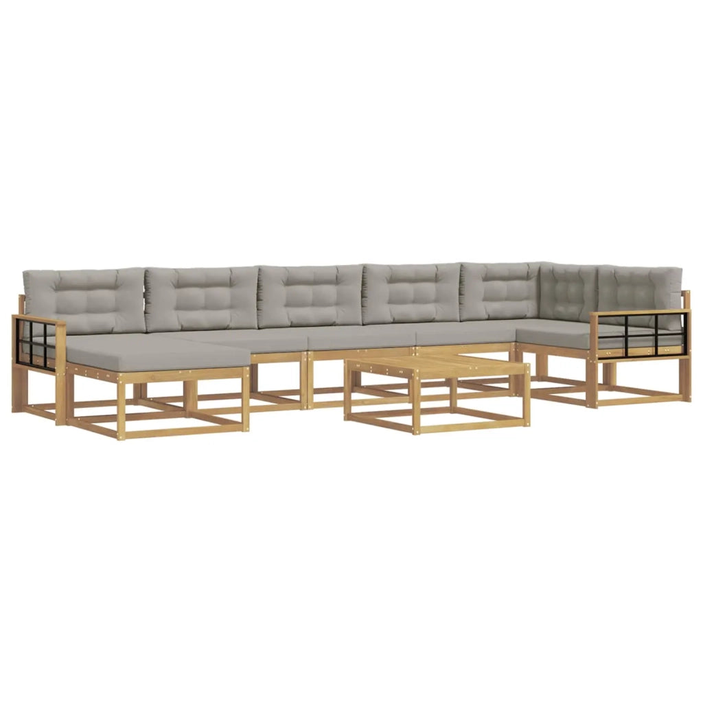 Set di divani da esterno 8 pz Bianco e Grigio Chiaro 3386805