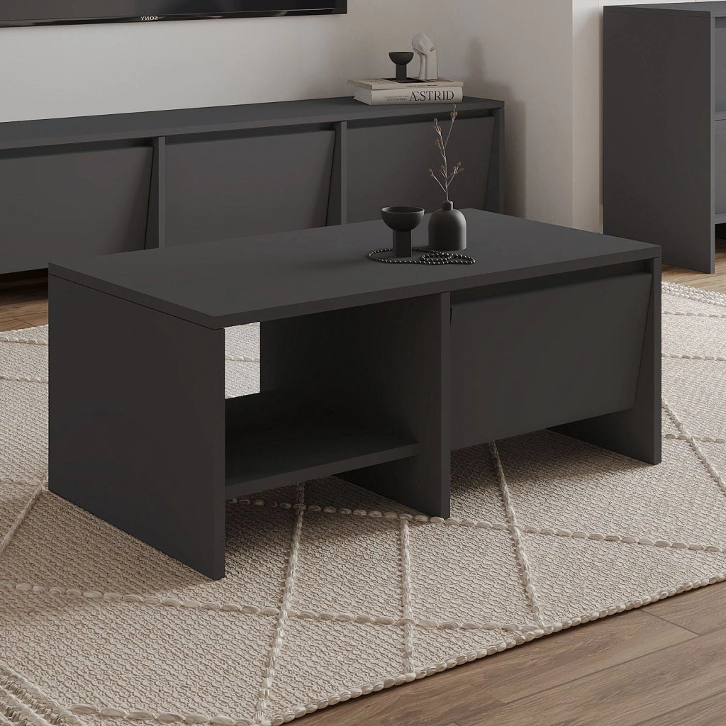Tavolino in legno "Laris" - 90 x 45 x 35 cm - Grigio antracite
