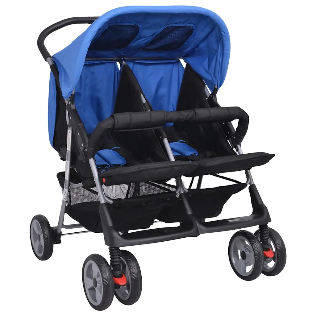 Passeggino Gemellare in Acciaio Blu e Nero CFW1332296