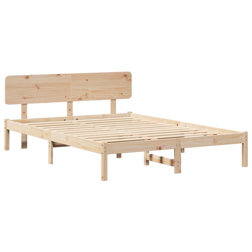 Struttura del letto con testiera 140x200 cm in legno massello di pino