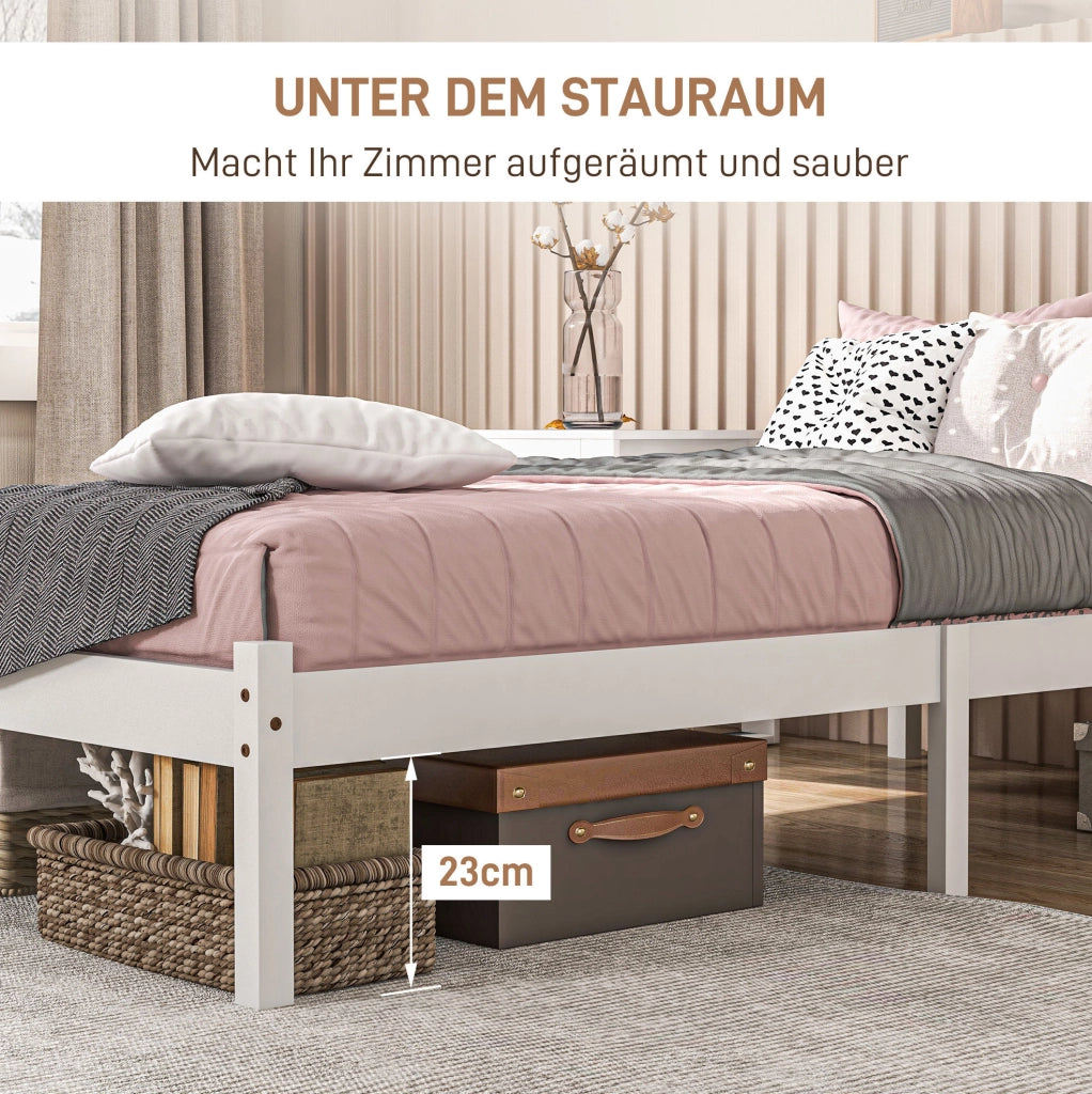 Letto singolo in legno di pino bianco 208 x 96 cm