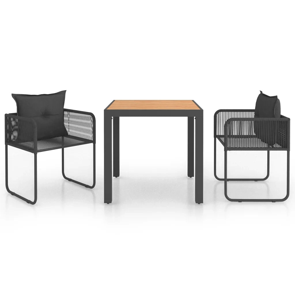Set da Pranzo da Giardino 3 pz in Rattan PVC Nero e Marrone