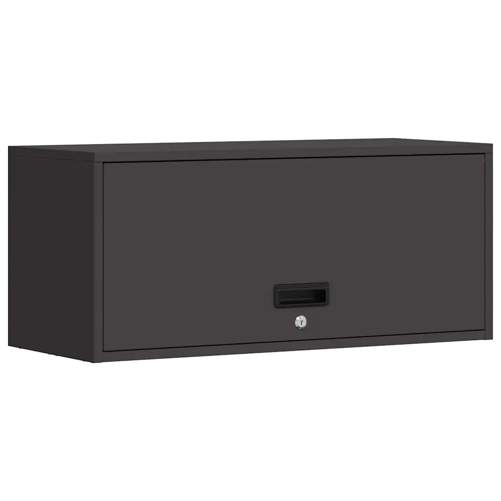 Elegante armadio a muro moderno per garage 80 x 33 x 35 cm acciaio nero 02_0052849
