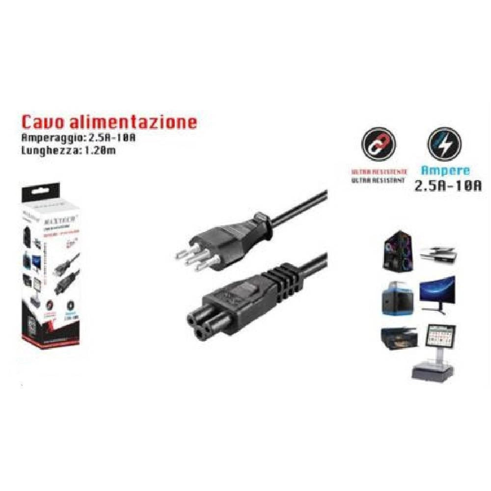 Trade Shop - Cavo Alimentazione Spina Italiana Tripolare 1,2mt Presa Pc Monitor F-al02 Maxtech -
