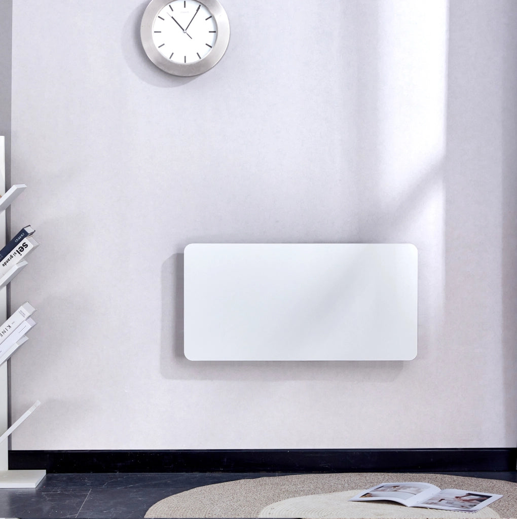 Tavolo pieghevole da parete bianco in MDF con staffe metalliche