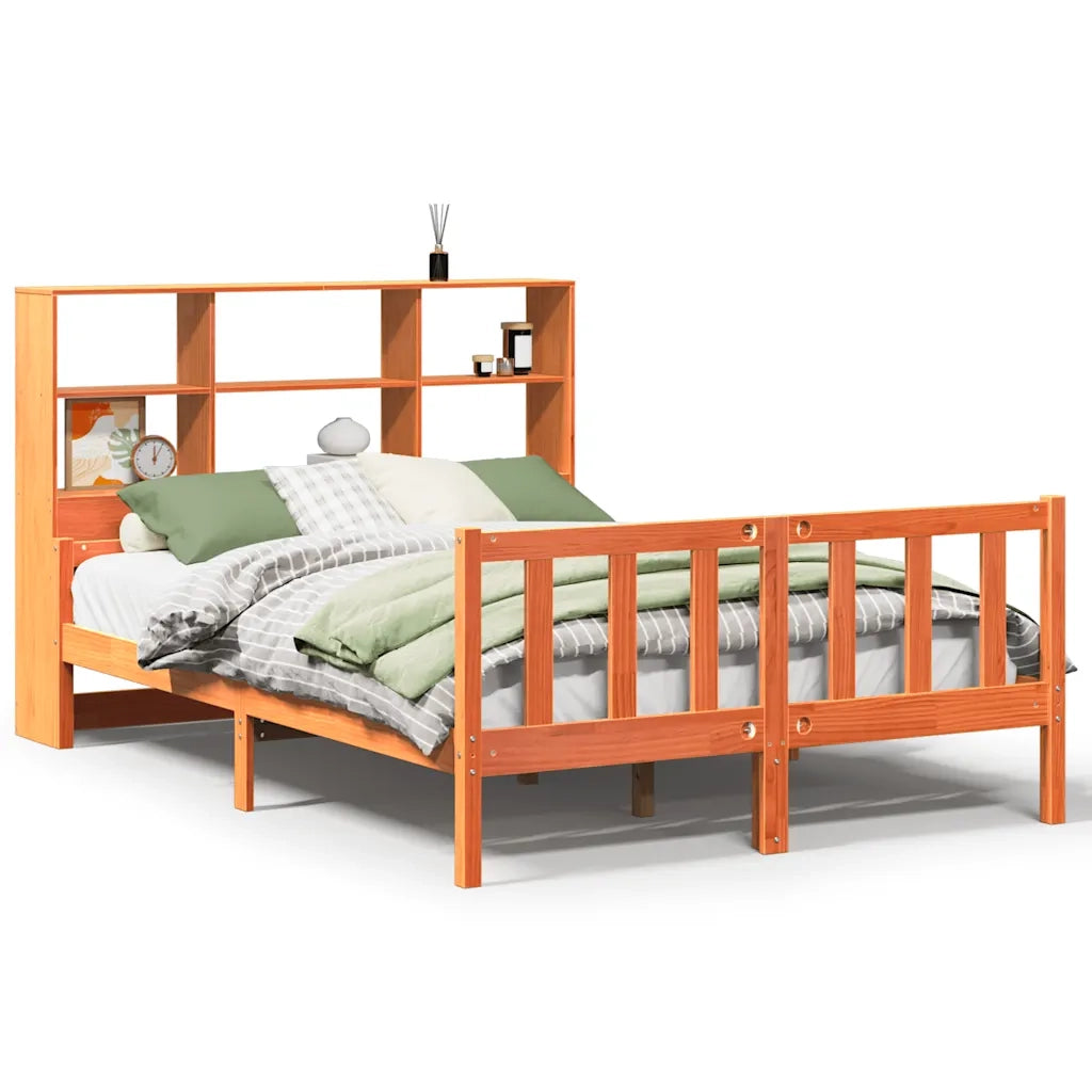 Letto Libreria senza Materasso Marrone Cera 150x200 cm Legno 3322152
