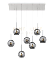 SOSP. BIANCO RETTANGOLARE 7 LUCI VETRI TUTTI PICCOLO CROMO 1155BI-S7 RP-CR