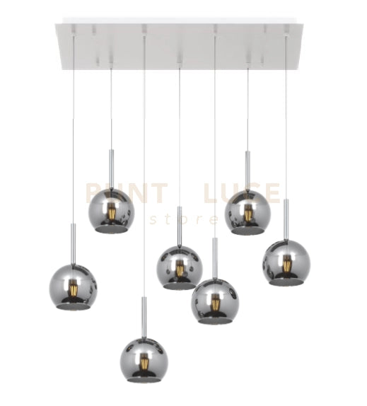 SOSP. BIANCO RETTANGOLARE 7 LUCI VETRI TUTTI PICCOLO CROMO 1155BI-S7 RP-CR